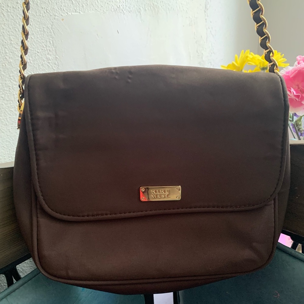 Nine West Small Brown & Gold Night On The Town Crossbody Bag